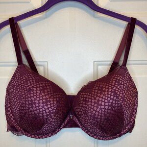 VICTORIA'S SECRET Very Sexy Crochet Lace Velvet Push-Up Bra 38D Burgundy